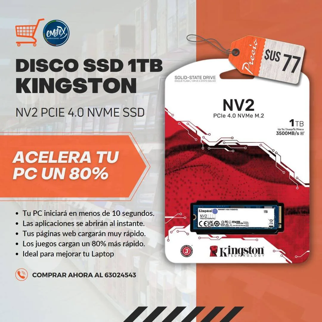 Disco Kingston SSD M2 NV2 de 1TB